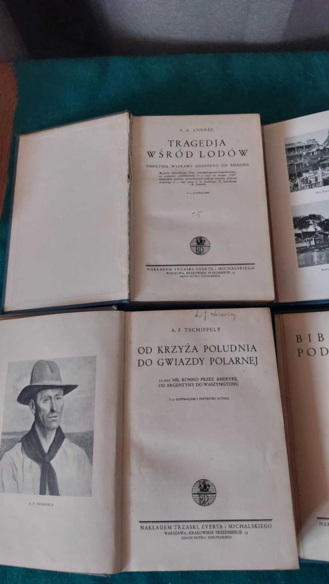 Biblioteka podróżnicza –6 starych woluminów, książek w twardej oprawie