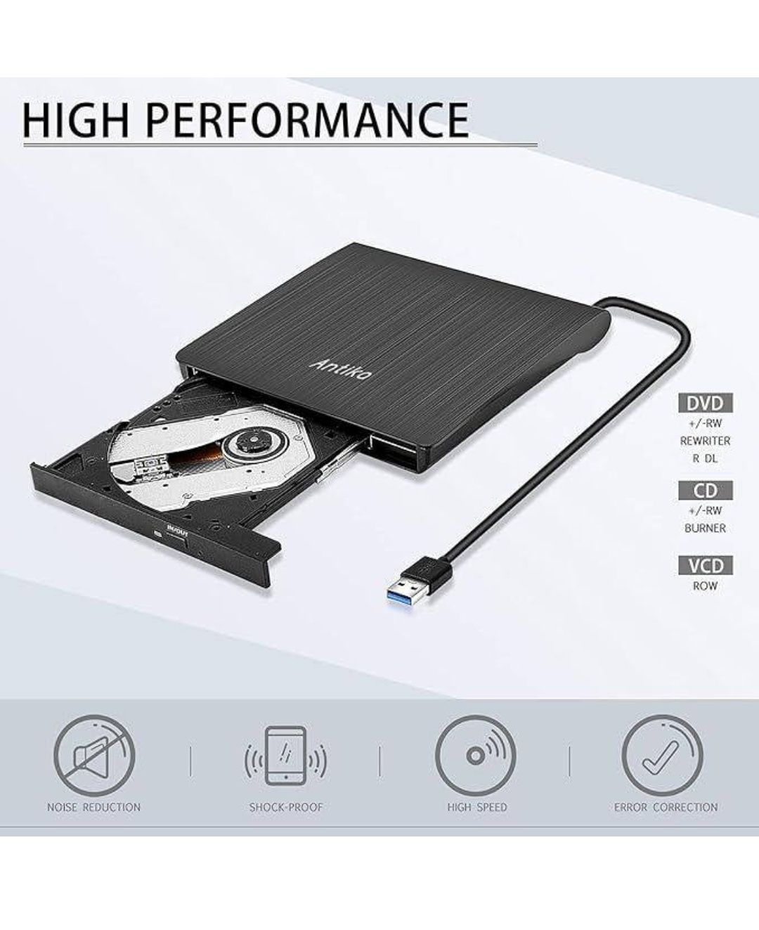 Портативний кардридер Antika DVD-RW LT801 з зовнішнім CD-приводом USB