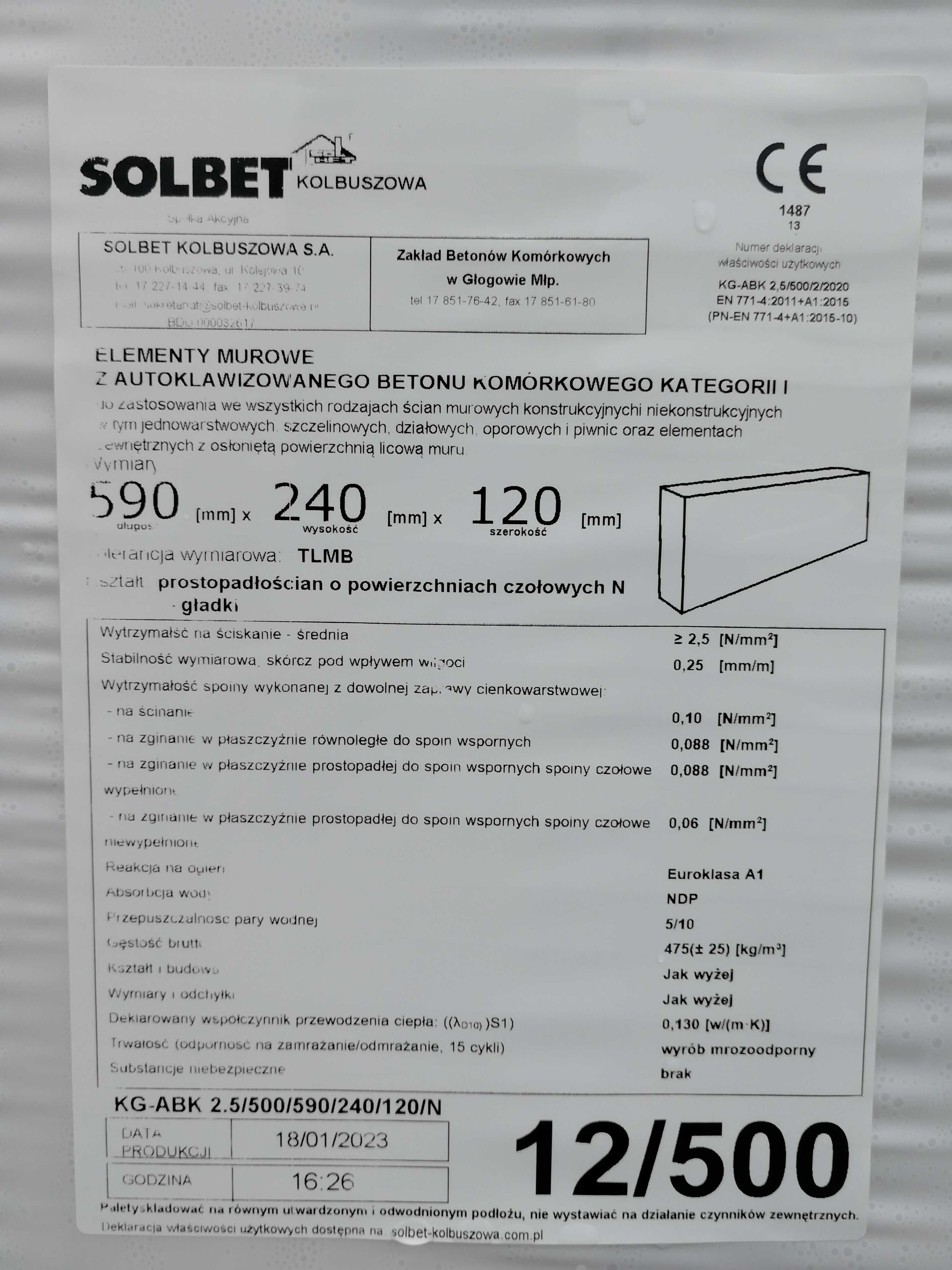 Pustak Bloczek Solbet 24cm Gazobeton Suporex Beton komórkowy