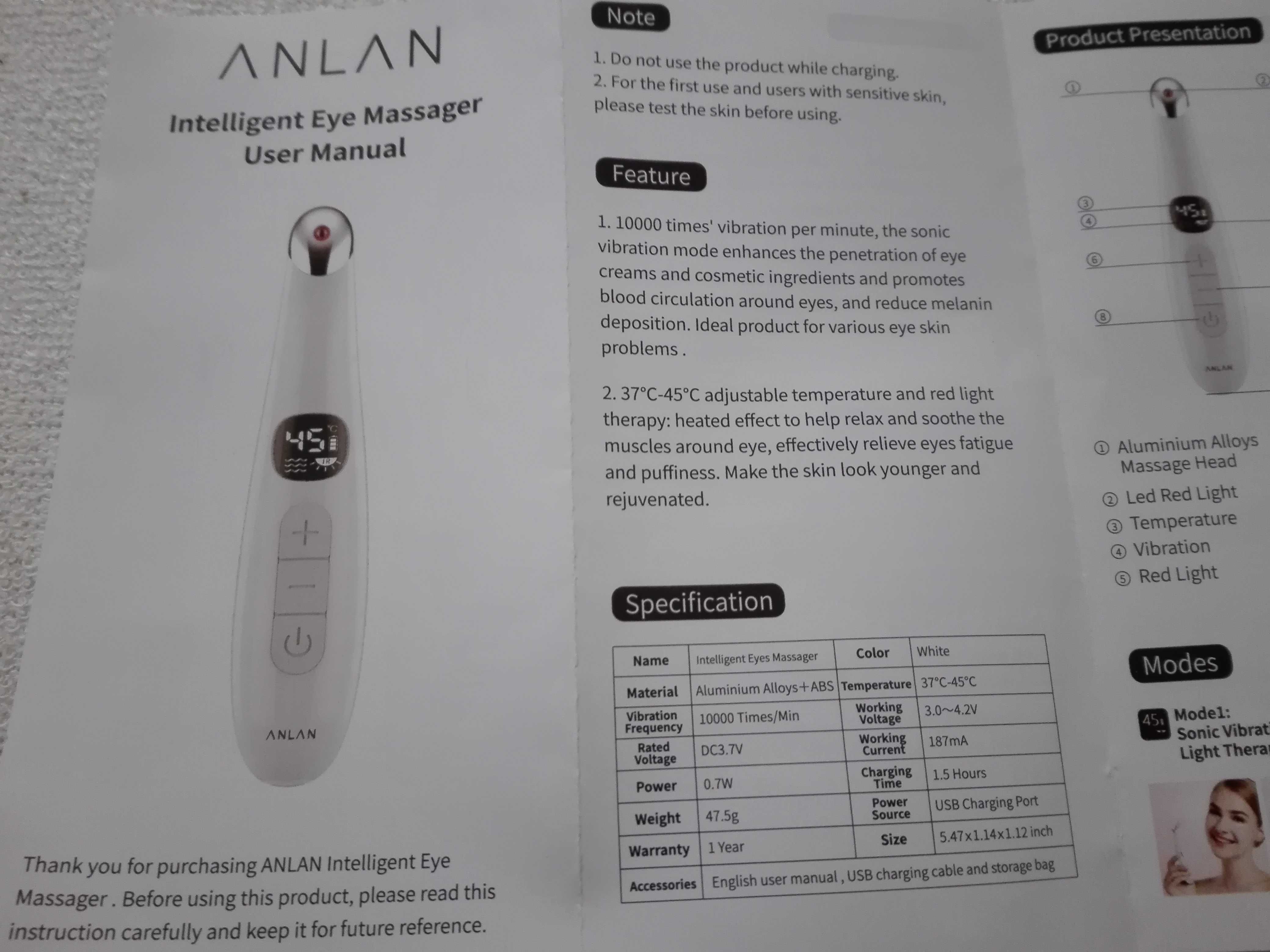 Anlan Massageador olhos anti-rugas