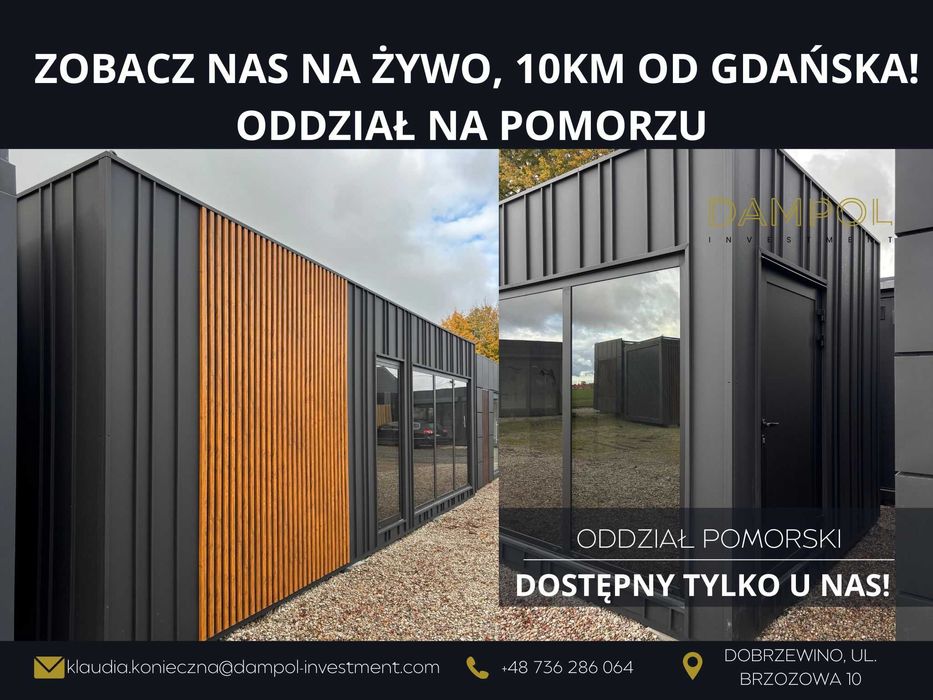 nowoczesny pawilon kontener 27m2 9x3m / biuro/ sklep/ domek caloroczny