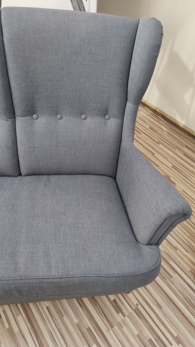 IKEA STRANDMON Sofa 3-osobowa Nordvalla ciemnoszar