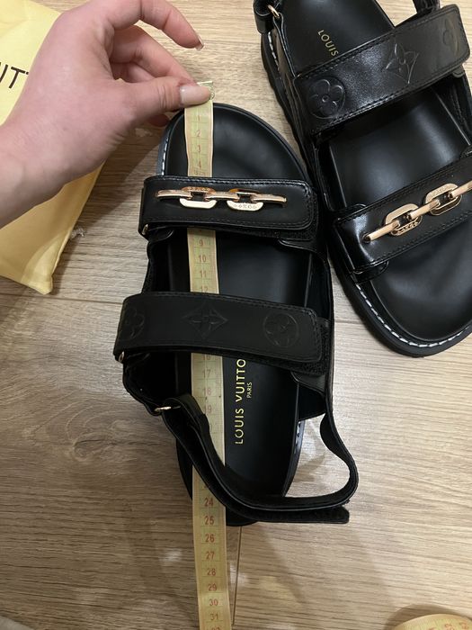 Sandały Louis Vuitton sandałki skóra naturalna logowane skórzane