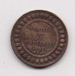 5 сантимов 1891 г., Тунис.