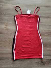 Nowa czerwona taliowana dresowa sukienka H&M M L