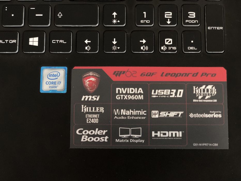 Portátil MSI Gaming Leopard Pro Laptop GP62 6QF 15.6”