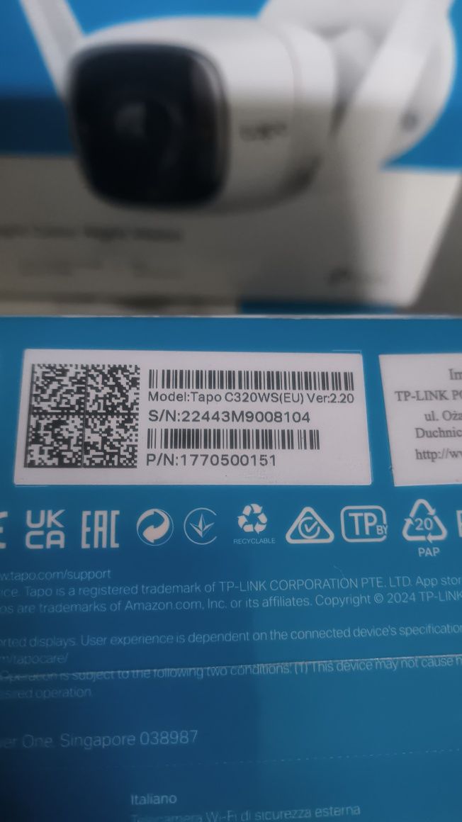 Камера зовнішня wifi Tapo c320ws