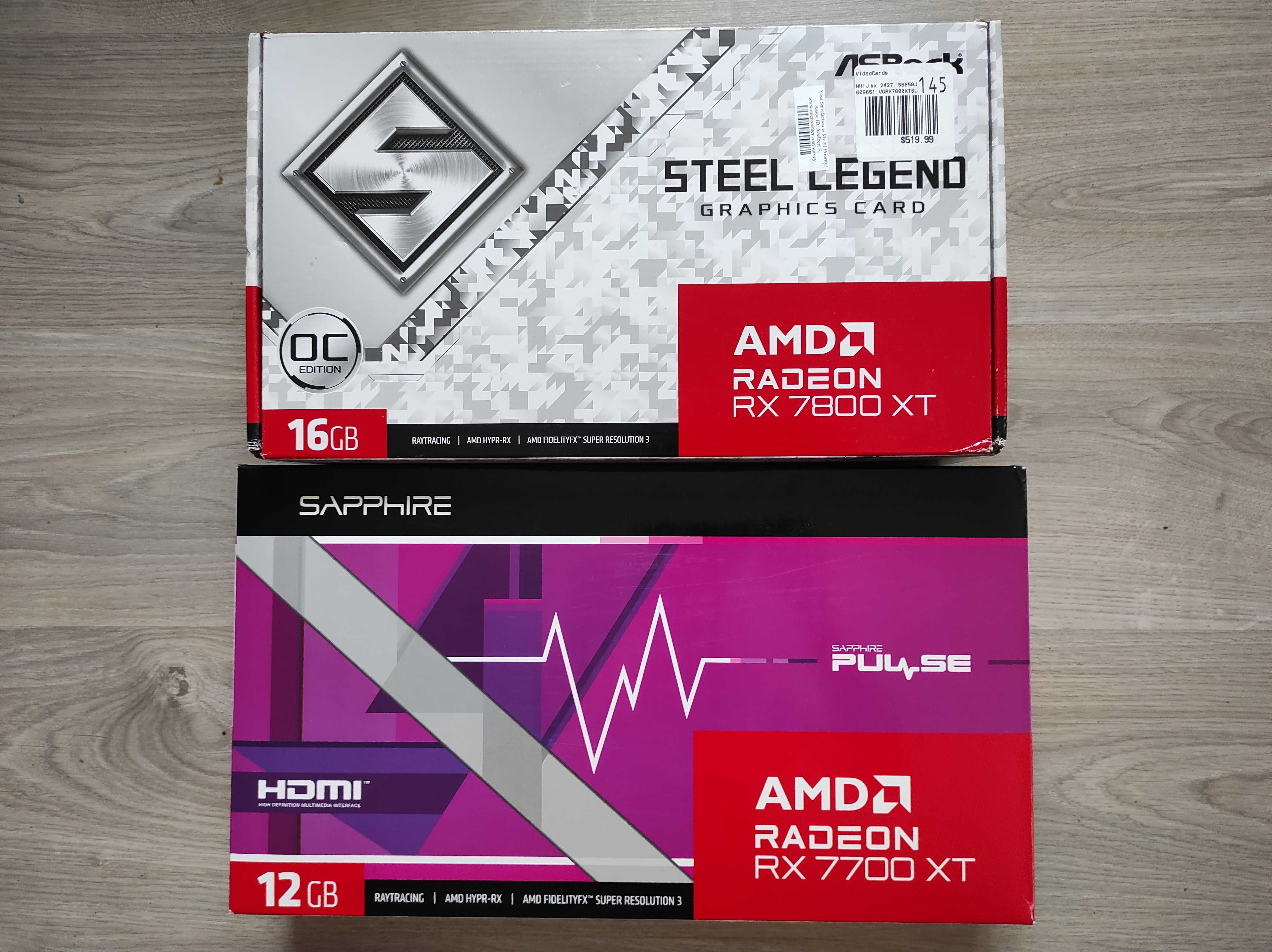 Коробка від відеокарти AMD RX 7700 XT та RX 7800 XT