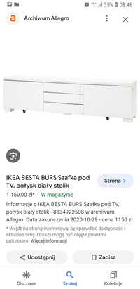 Ikea Besta Burs szafka pod TV biały połysk