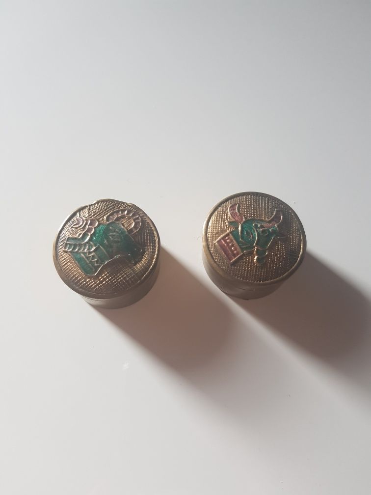 Pudełka szkatułeczki na biżuterię ze znakami zodiaku vintage