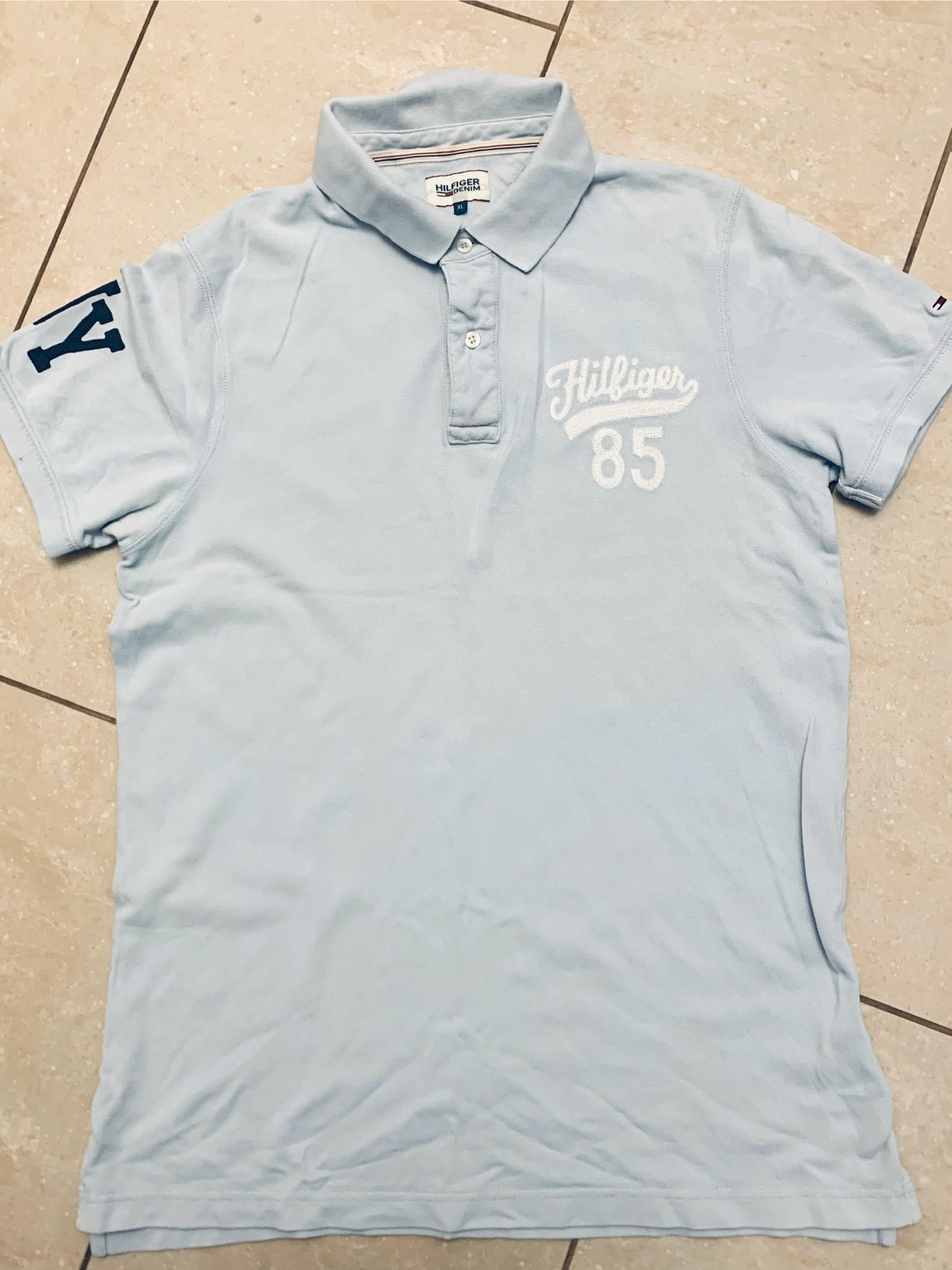 Tommy Hilfiger niebieska męska koszulka polo, bawełna r. XL extra stan