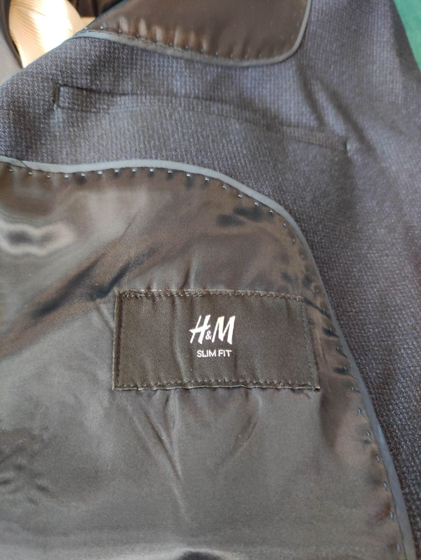 Garnitur 2-częściowy H&M Slim Fit granatowy
