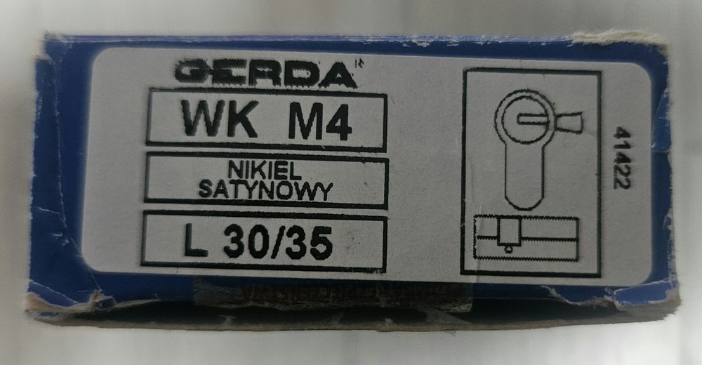 Zamek wkładka GERDA srebrna satyna  L30/35