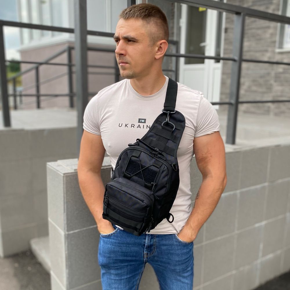 Тактична сумка нагрудна через плече бананка чорна Tactic XL