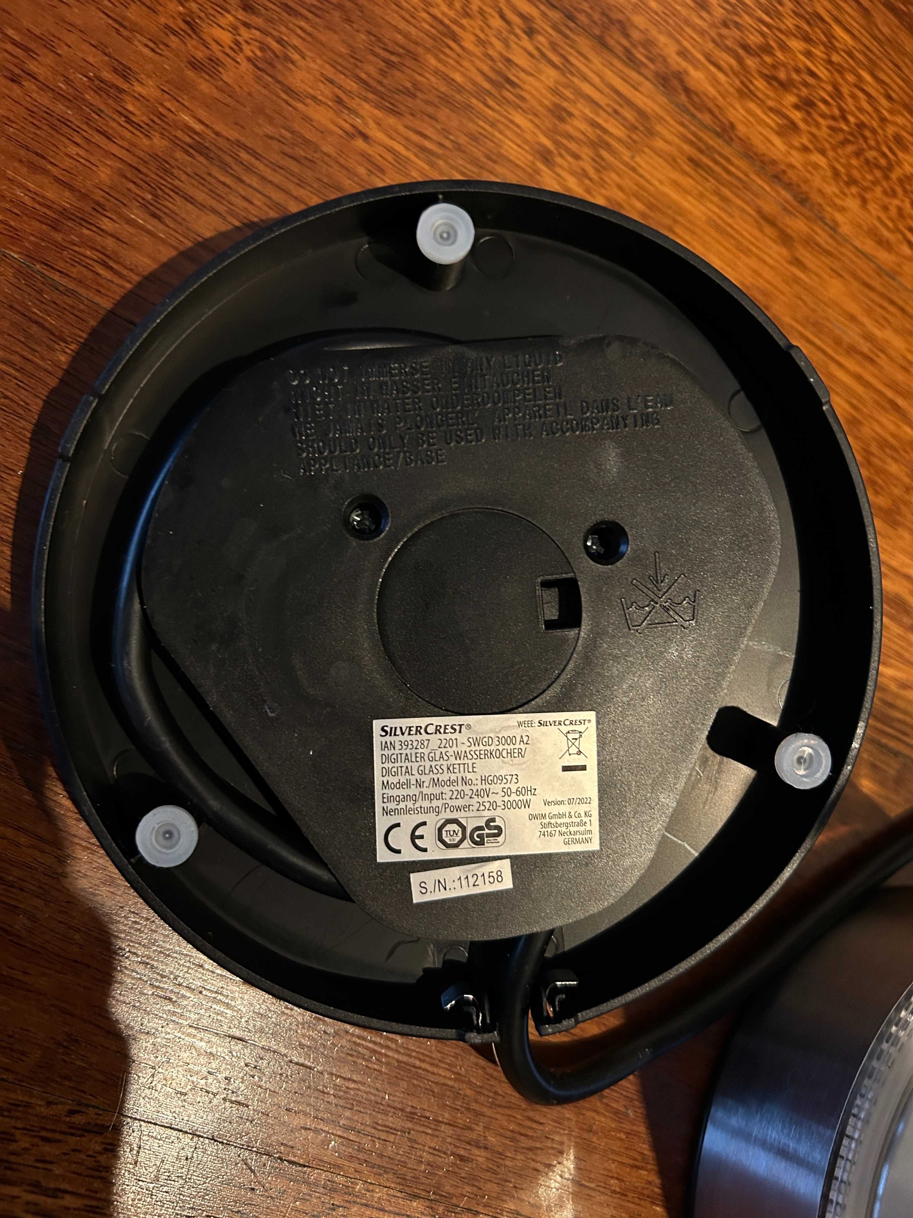 Czajnik elektryczny 3000W szklany regulacja temperatury LED Uszkodzony
