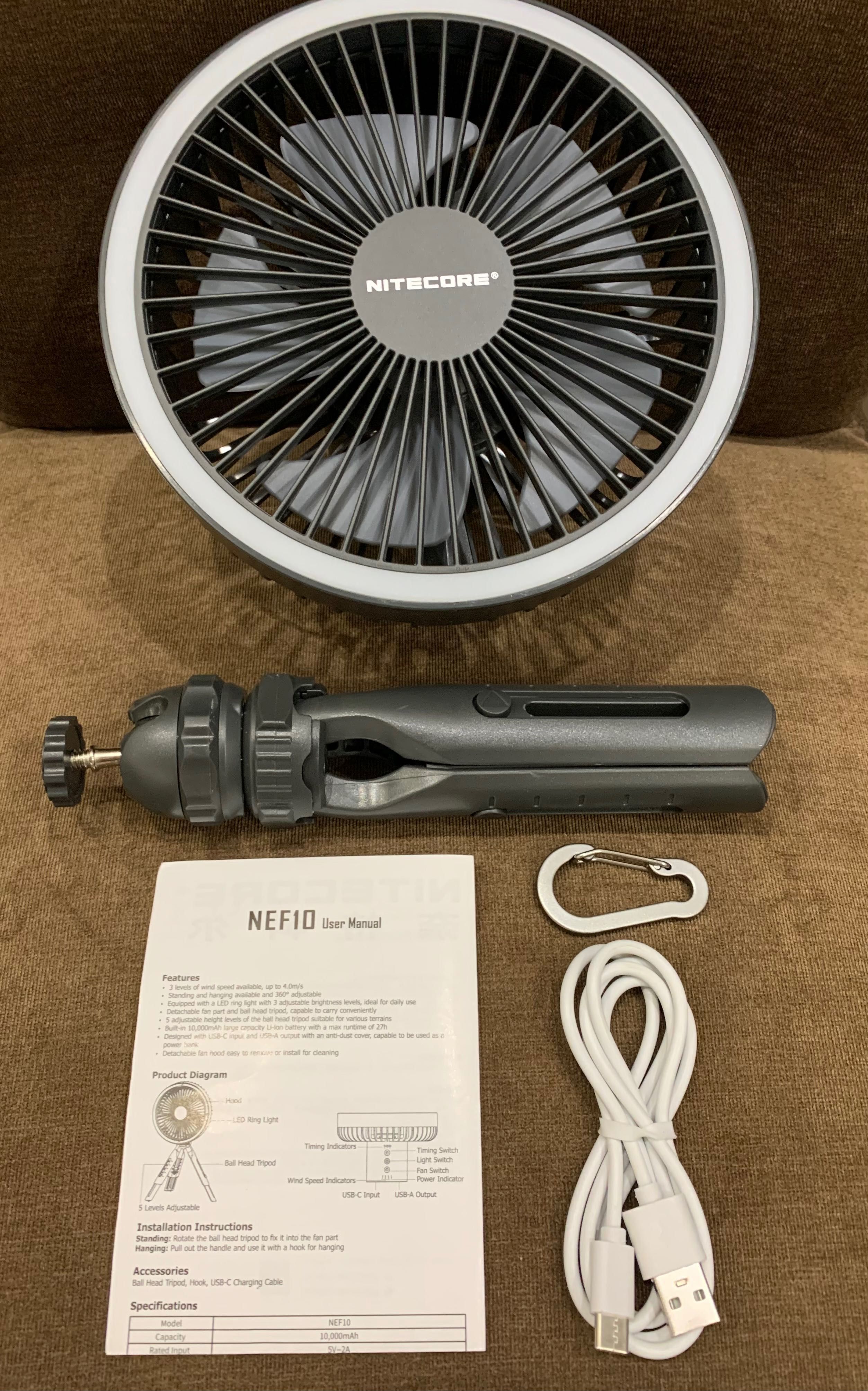 Nitecore NEF10 - підсвітка вентилятор Power Bank 10000mAh сірий