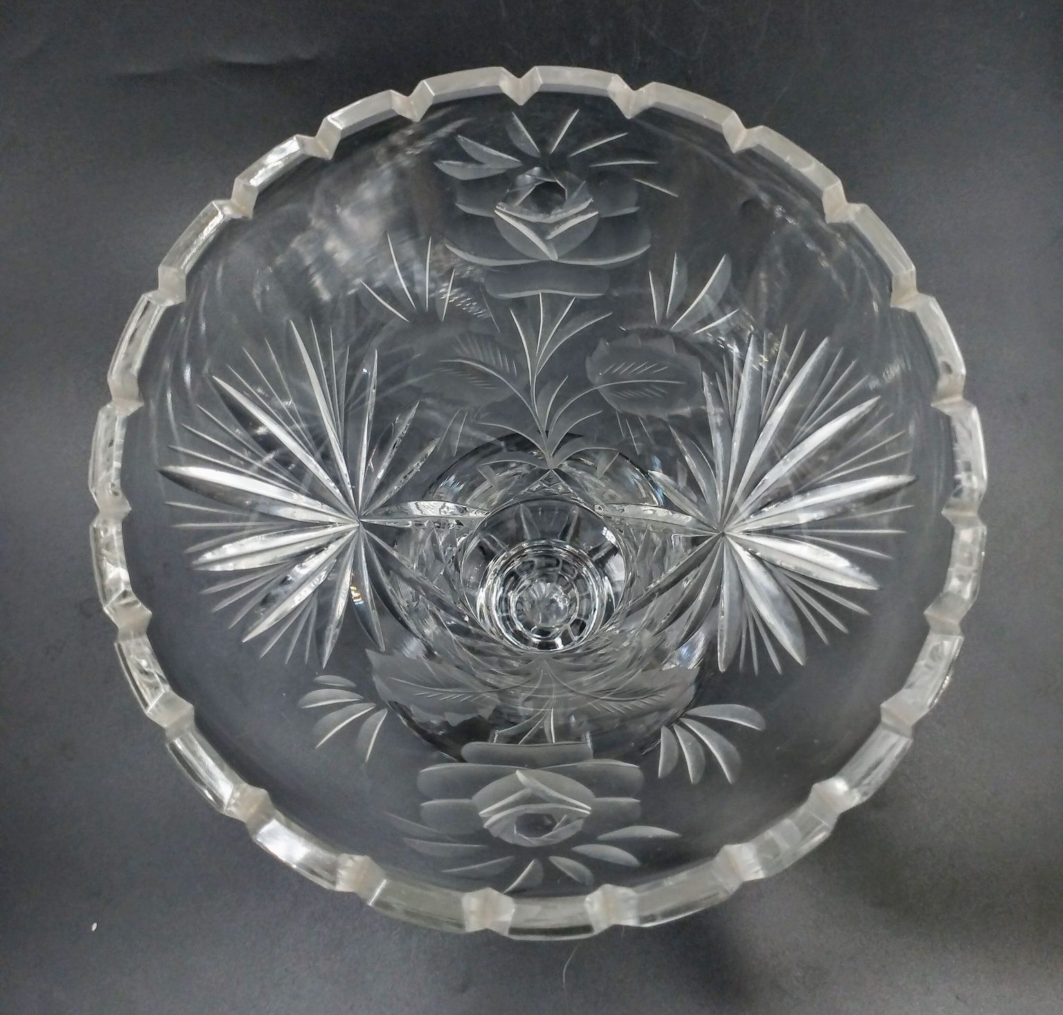 Wazon kryształ szkło kryształowy kwiwty antyk retro PRL 60te design