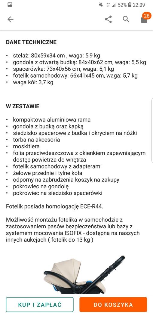 Zestaw 3 w 1 Dada Paradiso max500 wózek dziecięcy