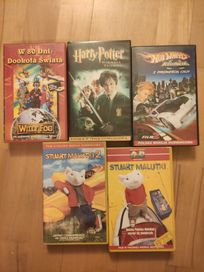 Kasety VHS między innymi Harry Potter, Stuart Malutki, Hot Wheels