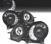 FARÓIS XENON LUZ DIURNA LED PARA MERCEDES E W211 02-06 FUNDO PRETO