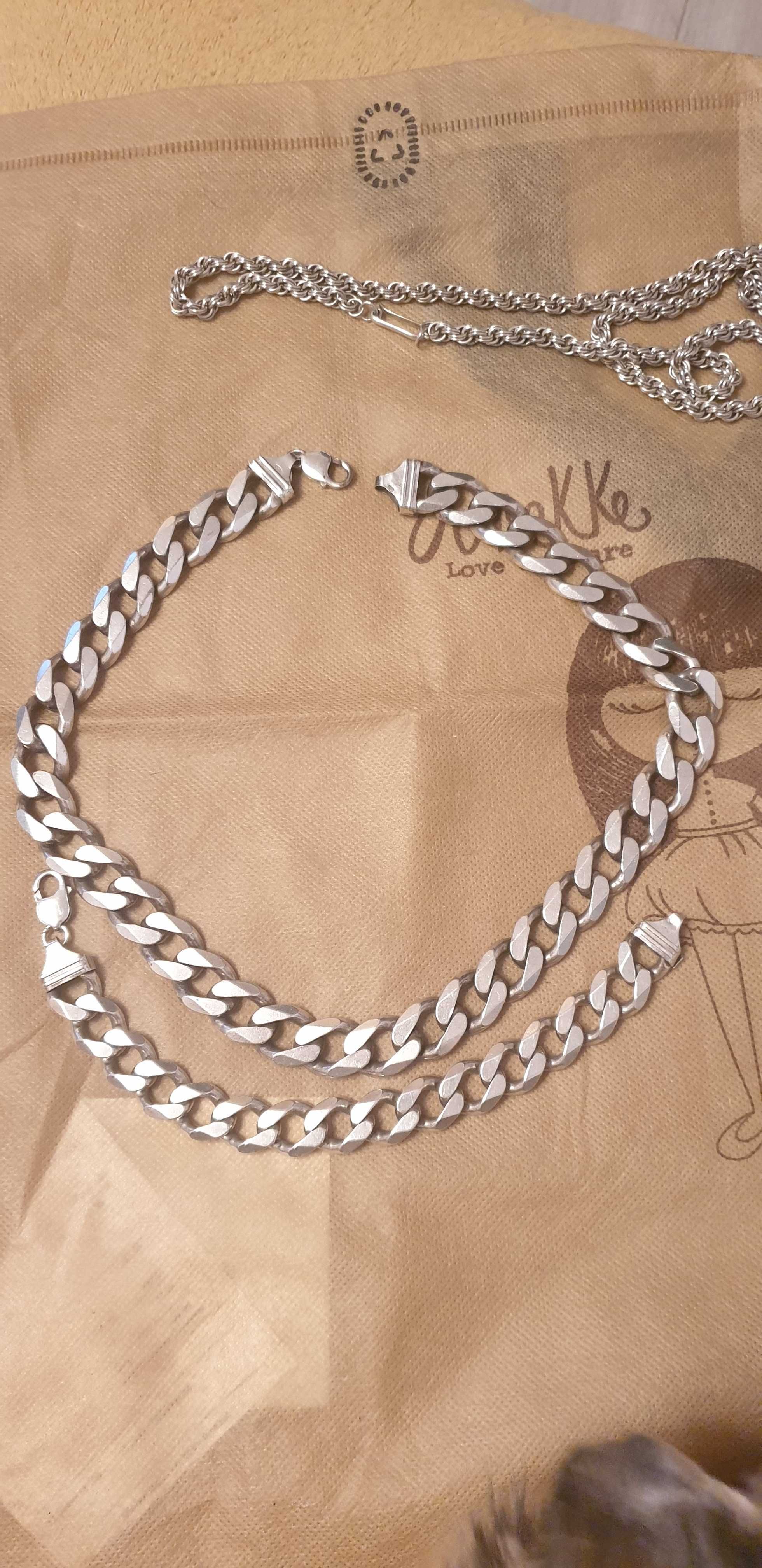 Srebrny łańcuch bransoletka pancerka 222g