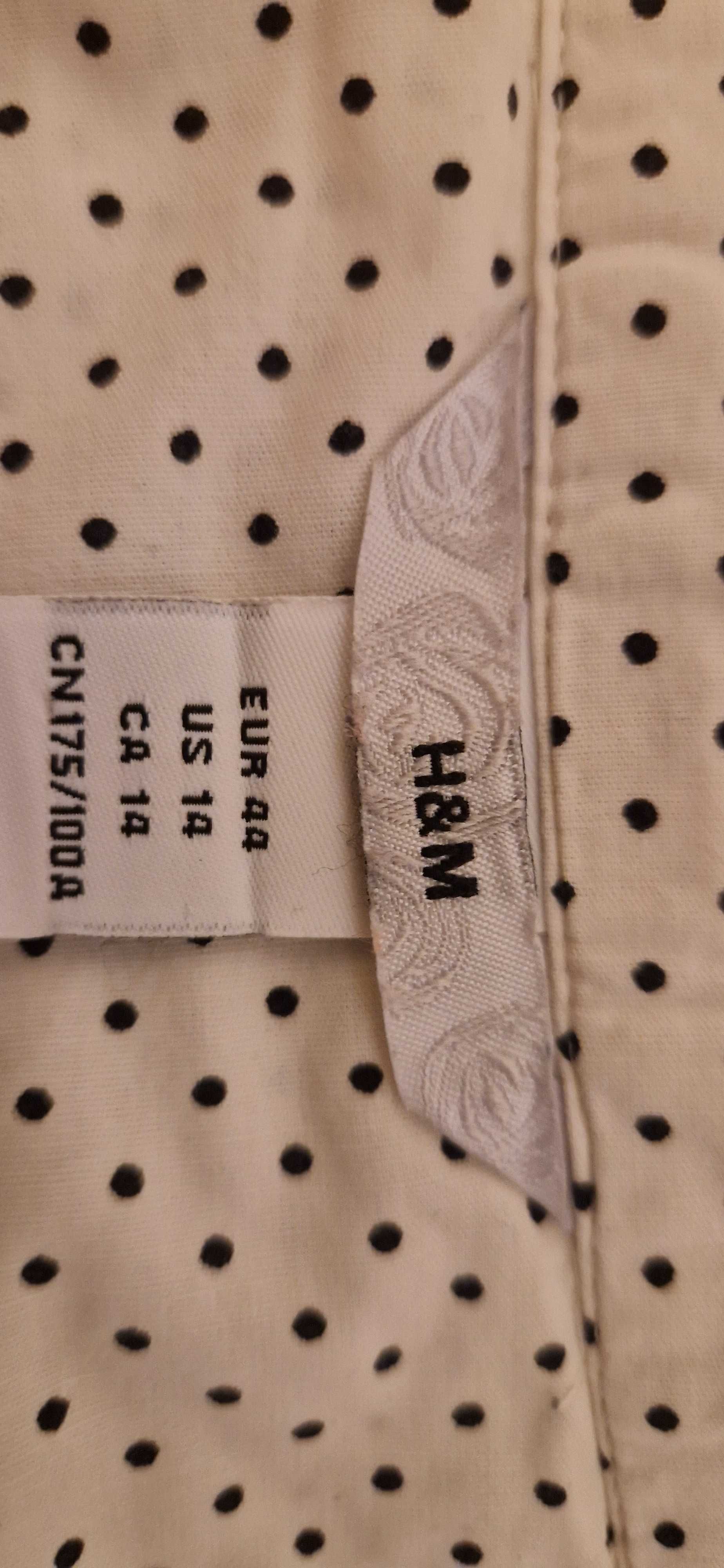 Bluzka damska taliowana, biała w czarne kropki, H&M, R 44