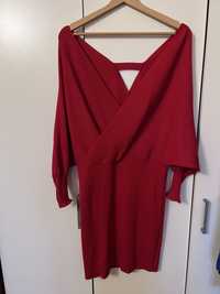 Sukienka czerwona dopasowana sweterkowa dzianinowa