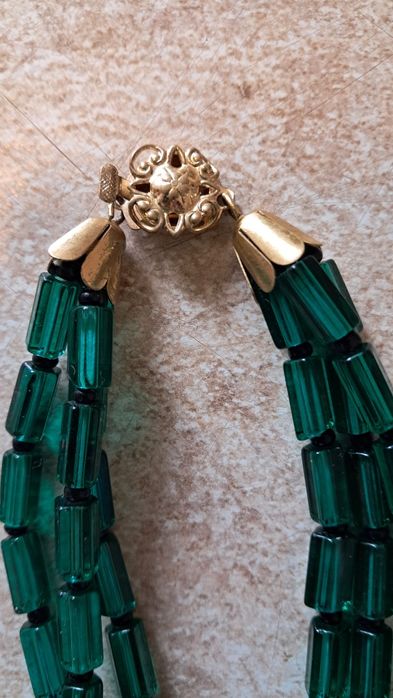 Бусы ожерелье трехрядные  Чехия винтаж муранское стекло