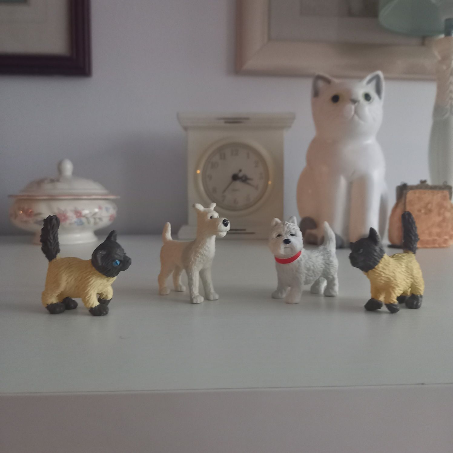 Zabawki gumowe zwierzęta figurka figurki kot pies 4 szt.
