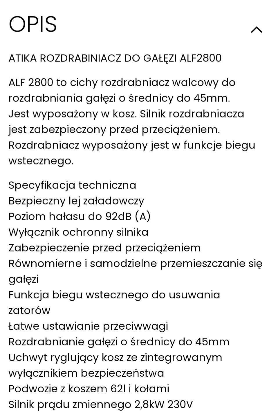 Rozdrabniacz rębak ogrodowy do gałęzi ATIKA LHF 2800