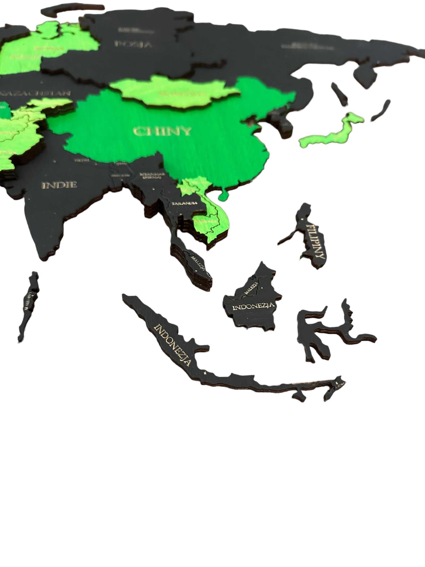 Mapa Świata 3D 276x165cm, 3 kolory