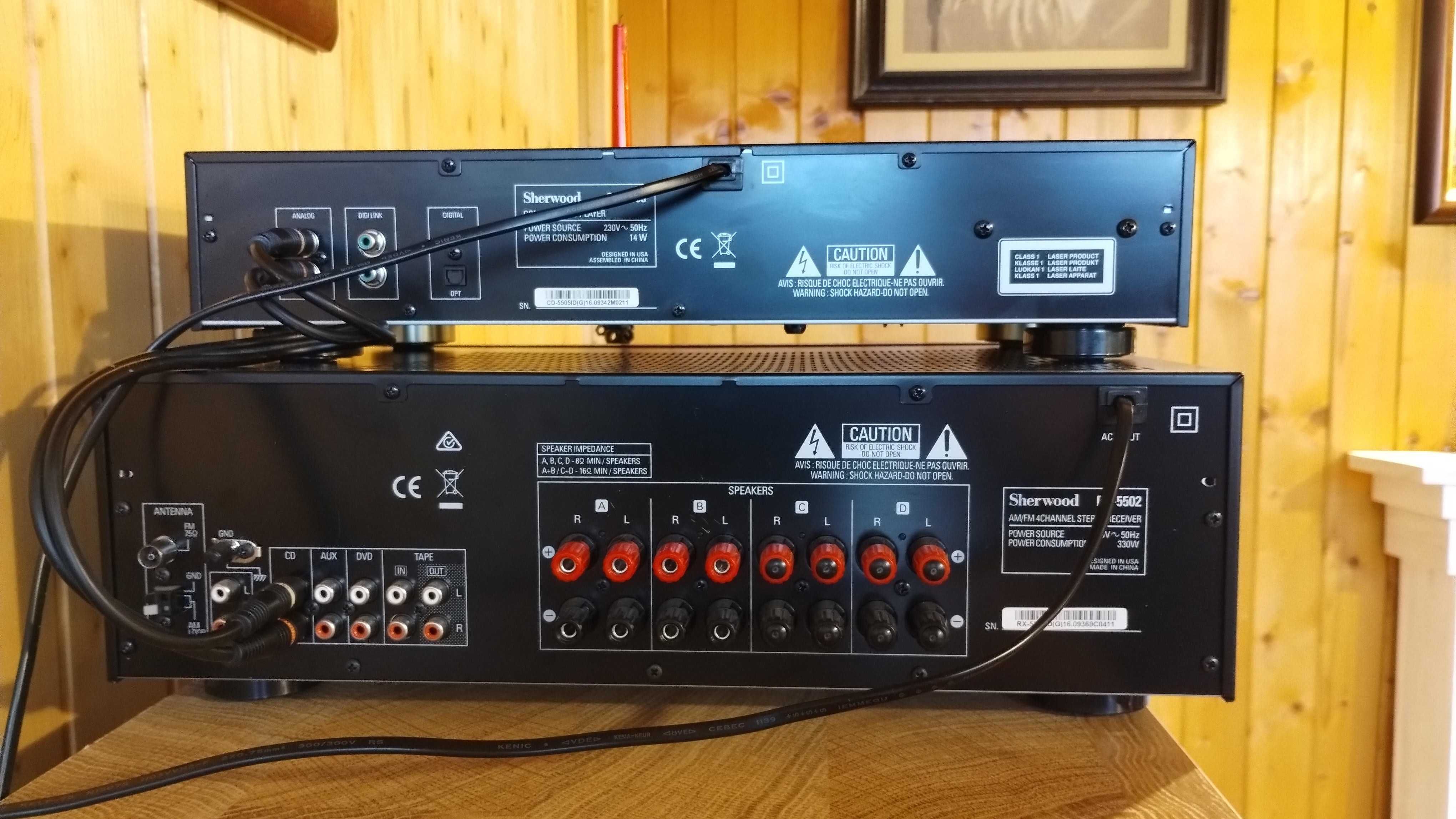 Amplituner 4-ro strefowy Sherwood RX-5502 + odtw. CD-5502, stan bdb.