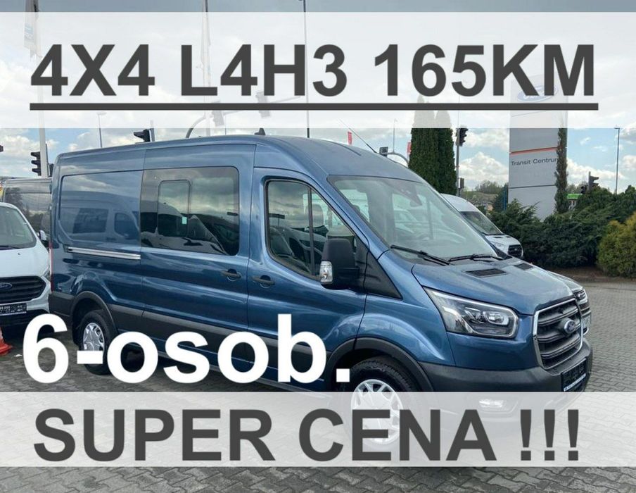 Ford Transit  4x4 165KM L4H3 6-osob. Super Niska Cena Bi-Xenony 1932 zł