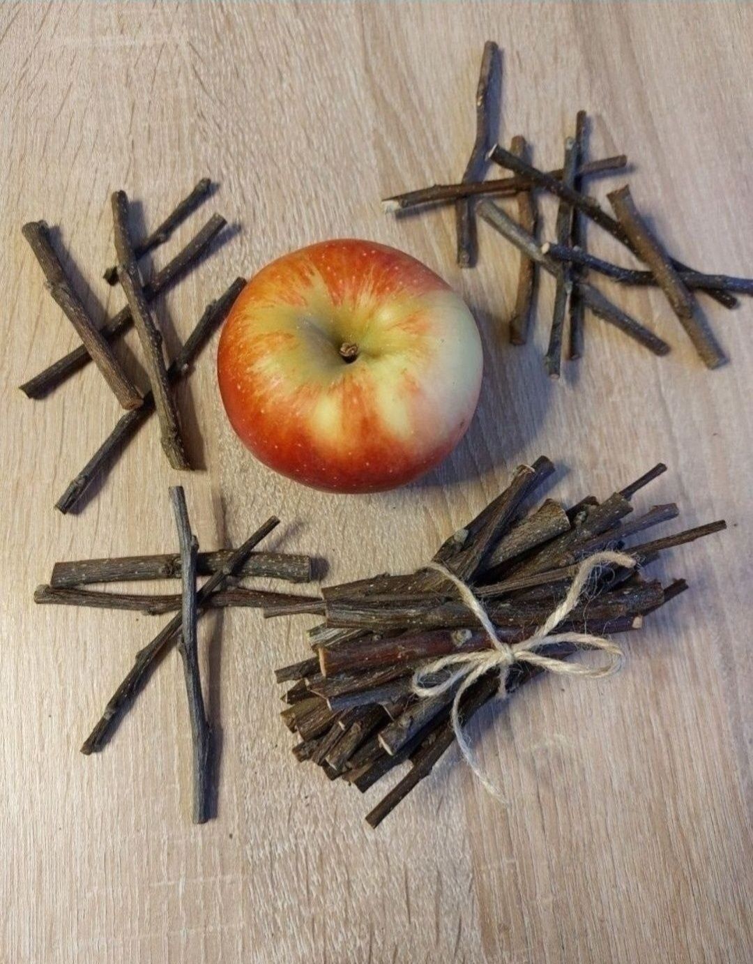 Suszone gałązki jabłoni przysmak szynszyli królików gryzoni 1 kg