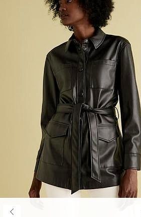 Чорна шкіряна куртка сорочка з поясом