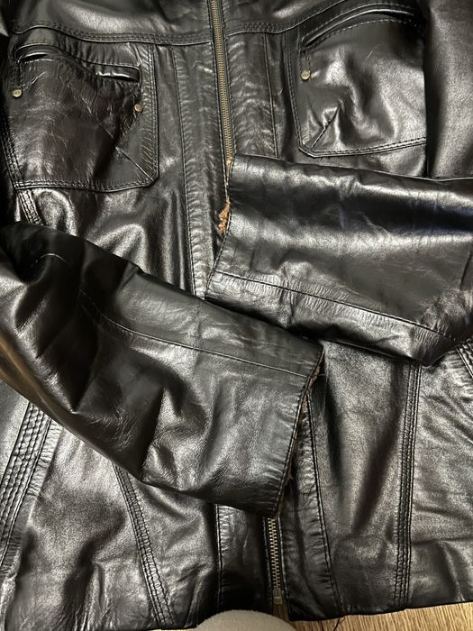 Чоловіча шкіряна дублянка на хутрі