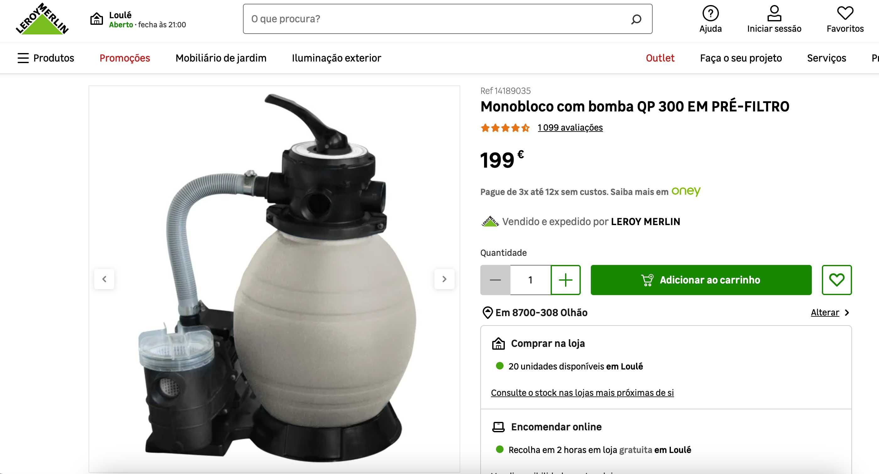 Monobloco (bomba e filtro) com bomba QP300 em pré filtro para piscinas