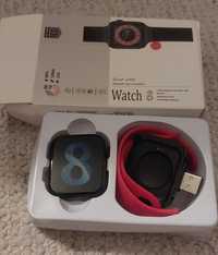 Smartwatch Watch 8 czerwony pasek