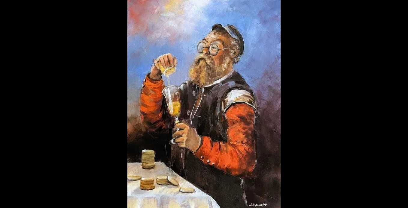 Kowalik " Portret z pieniążkiem na szczęście /II/ " 30x40 Obraz Olejny