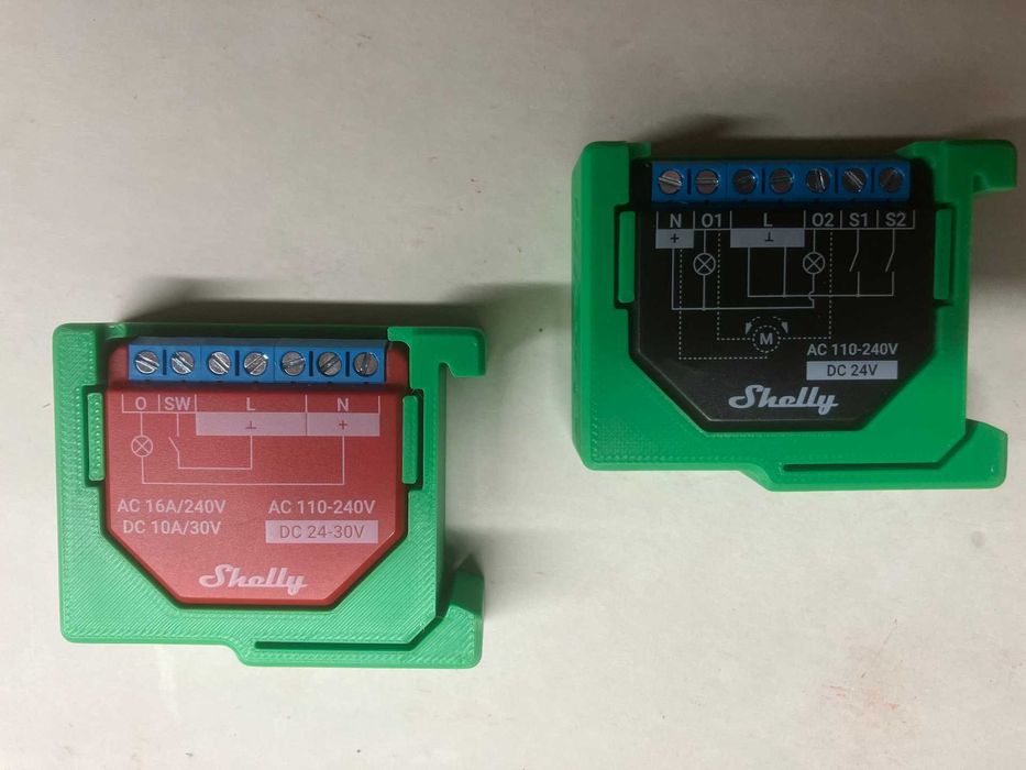 Uchwyty na szynę DIN: SwitchBot Matter, Shelly Mini, Shelly Plus