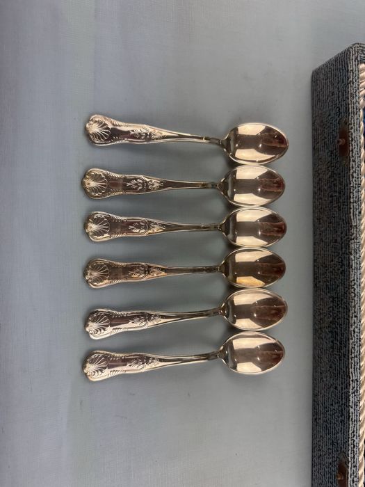 Włoskie sztućce posrebrzane plater zestaw na 6 osób widelce noże łyżki