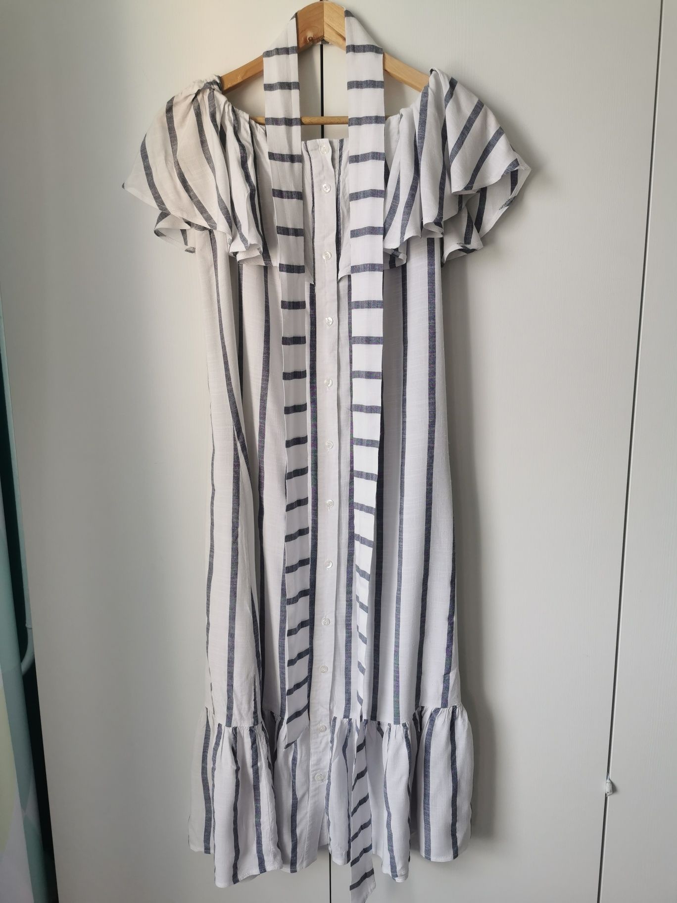 Tiffi sukienka na lato 36 S bawełna w pasy hiszpanka