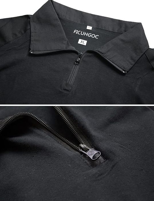 FICUHGOC Taktyczna Męska Koszulka Długi Rękaw Ciepła Czarna XL