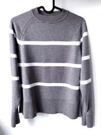 Sweter brązowo-beżowy w paski 100% wełna wool merino extra fine Cubus