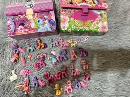 Duży zestaw kucyki My Little Pony + dwa kuferki