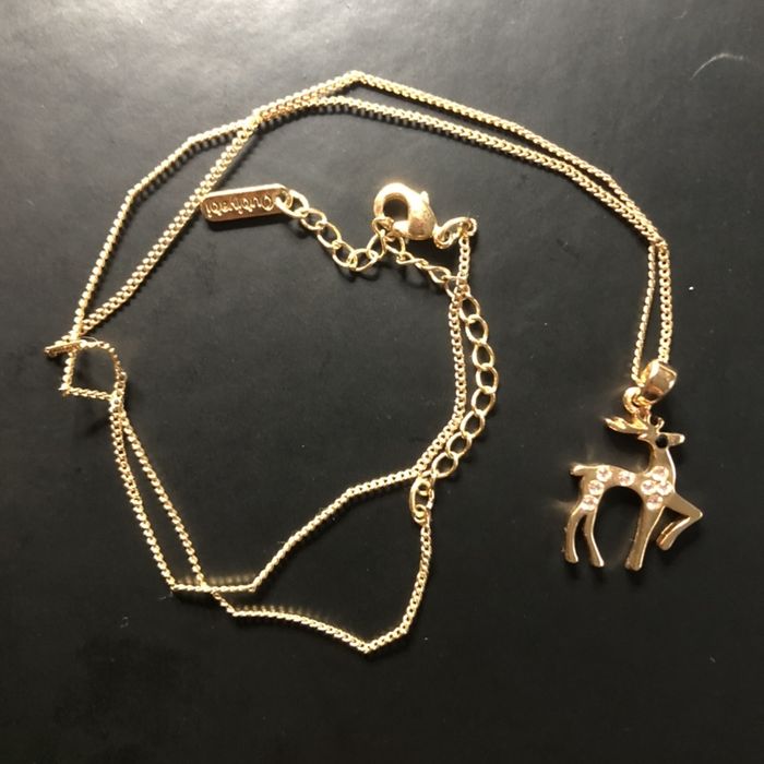 oubiyaby naszyjnik złoty zawieszka jelonek cyrkonie 25cm nowy