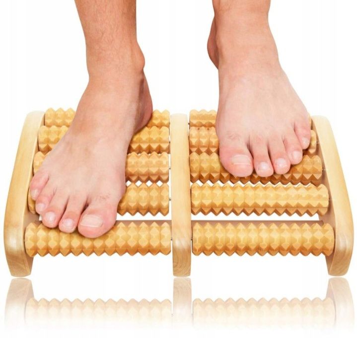Drewniany masażer do stóp akupresury, na ból, stres 31cm, roller