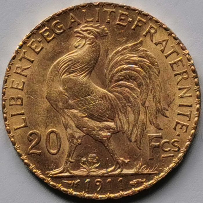 Moneta - 20 Franków - Francja - Marianna I Kogut 1911r.