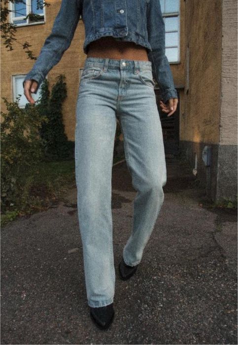 Джинси wide leg mid-rise full length