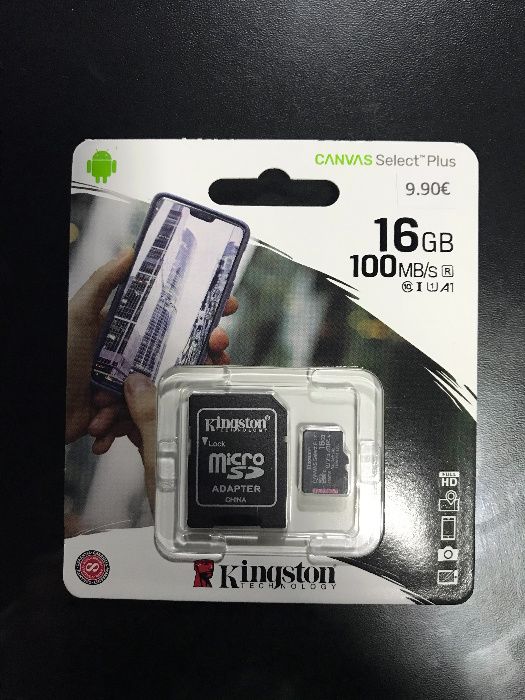 Cartão de memória Kingston 16GB com adaptador Micro SD